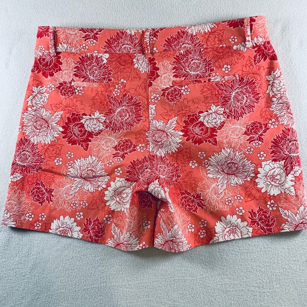 Isaac Mizrahi Floral Shorts Women's 16 Coral Red Stretch Cotton Blend 6" Inseam - Picture 2 of 11